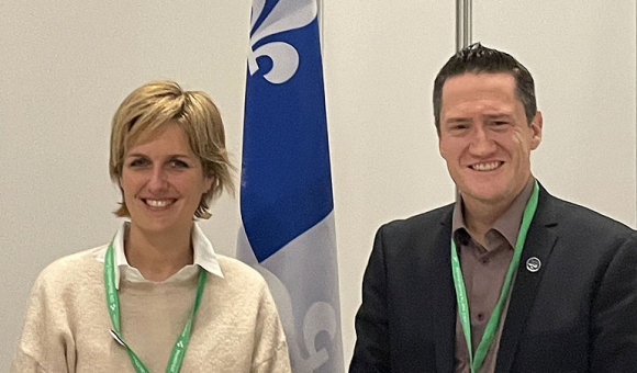 Mme Céline Tellier, ministre wallonne de l’Environnement, de la Nature, de la Forêt, de la Ruralité et du Bien-Être animal, et M. Benoît Charette, ministre de l’Environnement, de la Lutte aux Changements climatiques, de la Faune et des Parcs du Québec / © DR Mme Céline Tellier, ministre wallonne de l’Environnement, de la Nature, de la Forêt, de la Ruralité et du Bien-Être animal, et M. Benoît Charette, ministre de l’Environnement, de la Lutte aux Changements climatiques, de la Faune et des Parcs du Québec / © DR